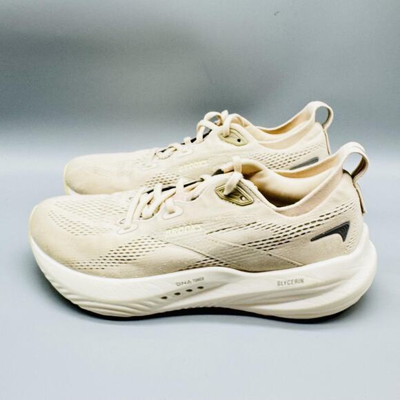 Brooks Shoes Womens 9 Beige Cream Glycerin 22 Running Cushioned Athletic Sneaker - Picture 4 of 13